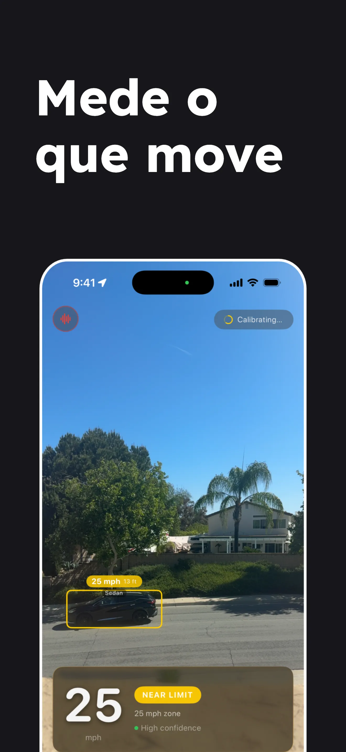 Mede o que se move: deteção de veículos em tempo real com HUD de velocidade.